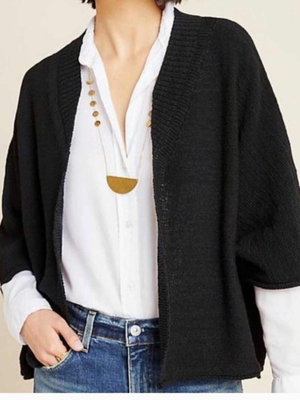 ANTHROPOLOGIE Akemi + Kin Leland Open Front Black Cardigan, One Size